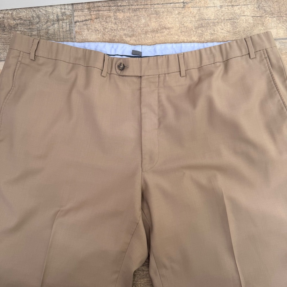 Riviera by Jack Victor Brown Flat Front Dress Pants Trousers Stretch 46-48 x 30